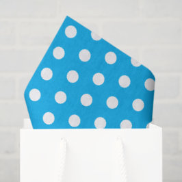 Papel De Seda Azul Claro e Bolinhas Brancas