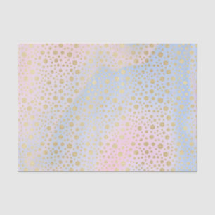 Papel De Seda Azul-claro, rosa, cor d'água roxa e pontos Dourad