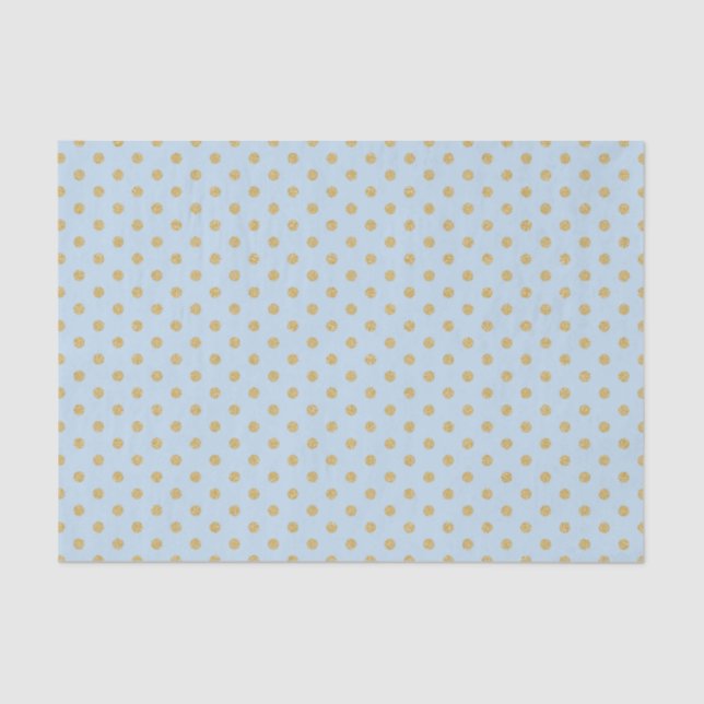 Papel De Seda Azul com Bolinhas Douradas (Frente )