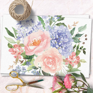 Papel De Seda Azul Cor-de-água Cor-rosa Hydrangea Peony Primaver