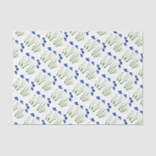 Papel De Seda Azul Cornflower Flores aquarelas Padrão