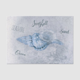 Papel De Seda Azul de Concha Marinha Ephemera de Praia Antiga Vi