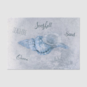 Papel De Seda Azul de Concha Marinha Ephemera de Praia Antiga Vi