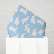 Azul Desbotado Com Padrão de Coelho Branco Páscoa 