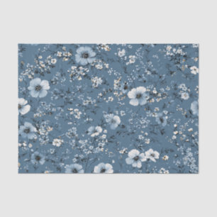 Papel De Seda Azul Ditsy Pastel Boho 70s Floral Vintage
