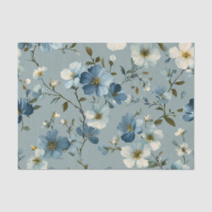 Papel De Seda Azul Ditsy Pastel Boho 70s Floral Vintage