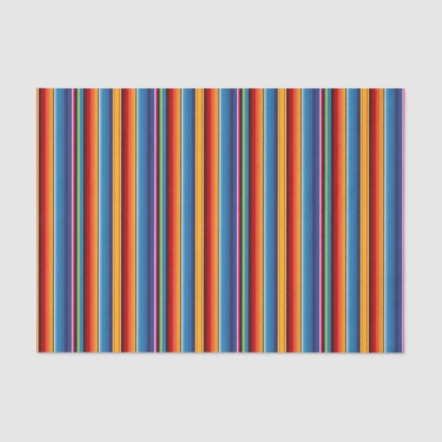 Papel De Seda Azul Dourado Vermelho Mexicano Sarape (Frente )