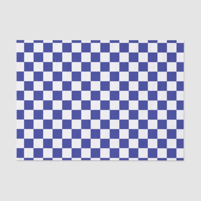 Papel De Seda Azul e branco Checkered (Frente )