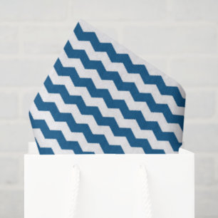 Papel De Seda Azul e Branco Chevron