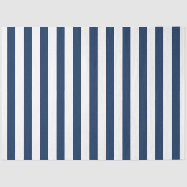 Papel De Seda Azul e Branco Marinho Náutico, com risca (Frente )