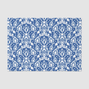Papel De Seda Azul e Branco marroquino - Damasco
