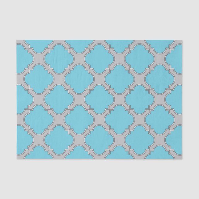 Papel De Seda Azul e cinza de Quatrefoil (Frente )