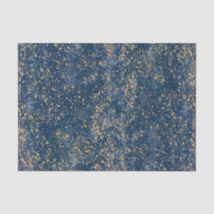 Papel De Seda Azul e Dourado com respingos Glam Moderno