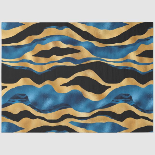 Papel De Seda Azul e Dourado Design da Série do Tigre 2 (Frente )