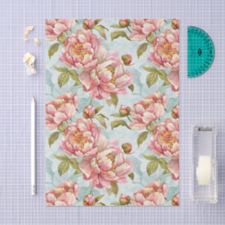 Papel De Seda Azul e rosa floral shabby chic