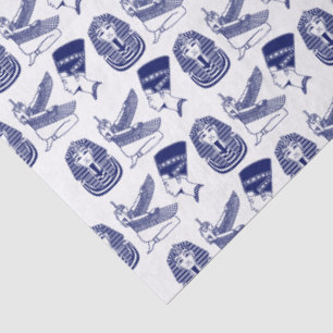 Papel De Seda Azul Egito Símbolos Egiptológicos Diminuem Cores