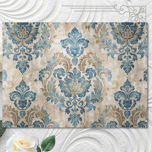 Papel De Seda Azul Elegante Vintage Decoupage Azul