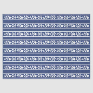 Papel De Seda Azul Escuro Floral com Revestimento de Osso Decoup