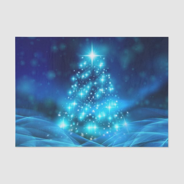 Papel de seda azul etéreo para árvore de Natal (Frente )