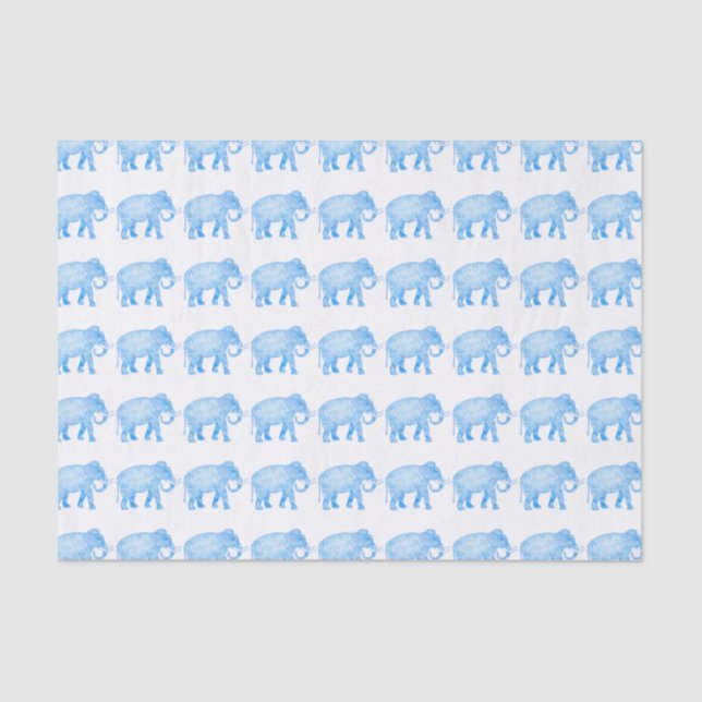 Papel De Seda Azul extravagante elefante modelado (Frente )