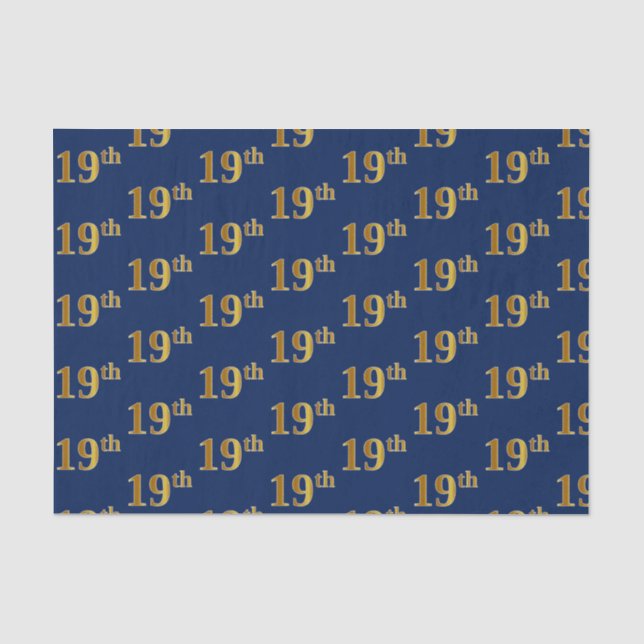 Papel De Seda Azul, Faux Dourado 19º (19º) Evento (Frente )
