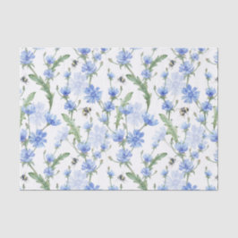Papel De Seda Azul Floral