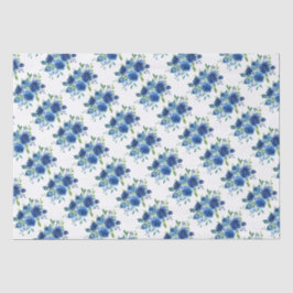 Papel De Seda Azul Floral Marinho