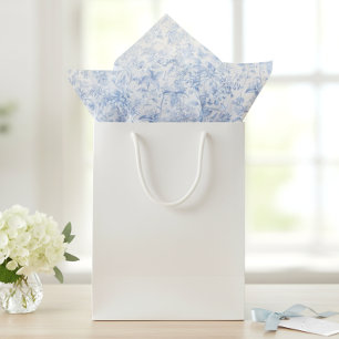 Papel De Seda Azul Floral Toile Elegante Vintage