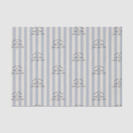 Papel De Seda Azul Francês Country Logotipo de Padaria Listrado 