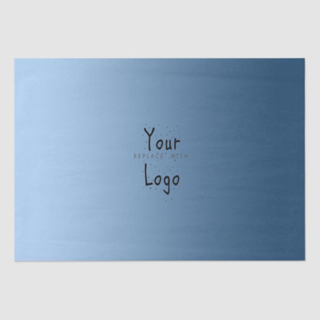 Papel De Seda Azul gradiente elegante com logotipo personalizado (Frente )