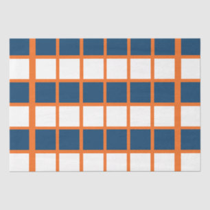 Papel De Seda Azul Laranja Branco Marrom Checado Quadrados Anive