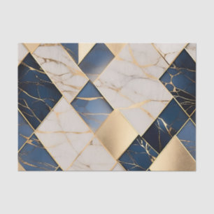 Papel De Seda Azul Marble Geométrico E Moderno Dourado