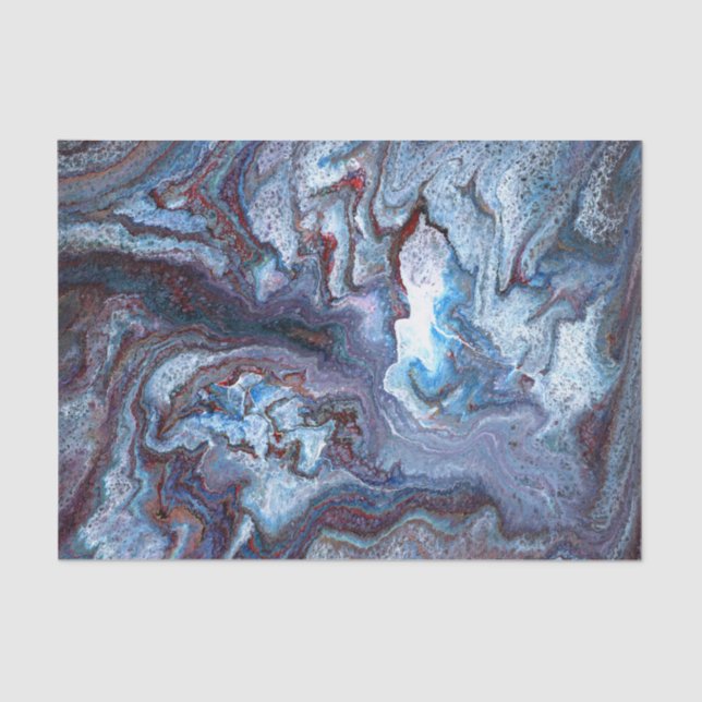 Papel De Seda Azul Marbling (Frente )