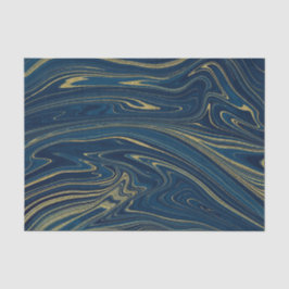 Papel De Seda Azul Marinho & Dourado Moderno Glam Mármore Elegan