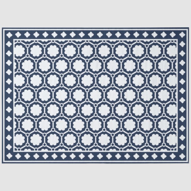 Papel De Seda Azul Marinho Moderno Decoupage com Incisão de Osso (Frente )