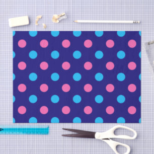Papel De Seda Azul Marinho Rosa Ciano Padrão de Bolinhas