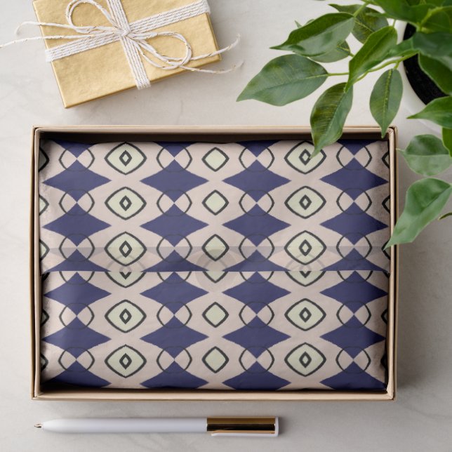 Papel De Seda azul nativoPadrão Tribal (Presente)