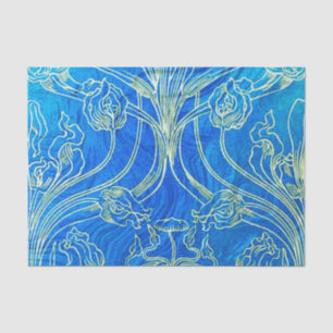 Papel De Seda Azul, nouveau da arte, floral, época do belle,