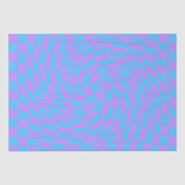 Papel De Seda Azul pálido e verificação de Lavanda (Frente )