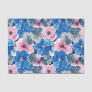 Papel De Seda Azul-rosa-chic - Aniversário Floral