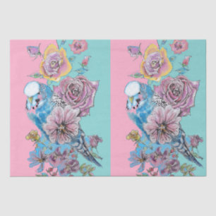 Papel De Seda Azul Rosa Floral Padrões Florais Cor da Água