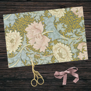 Papel De Seda Azul rosa Vintage William Morris Chrysanthemum