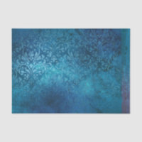 Azul Russo Vintage Grunge Damask, Distante