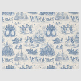 Papel De Seda Azul Toile Chinoiserie de Inverno