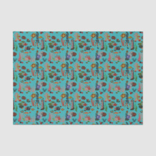 Papel De Seda Azul Tropical Ocean Sealife Paradise Watercolor