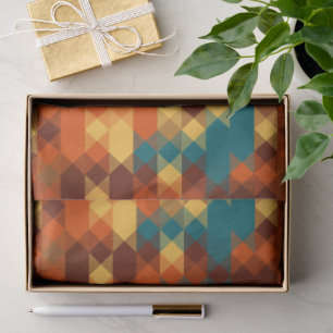 Papel De Seda Azul-turquesa, vermelho, laranja e geométrico amar