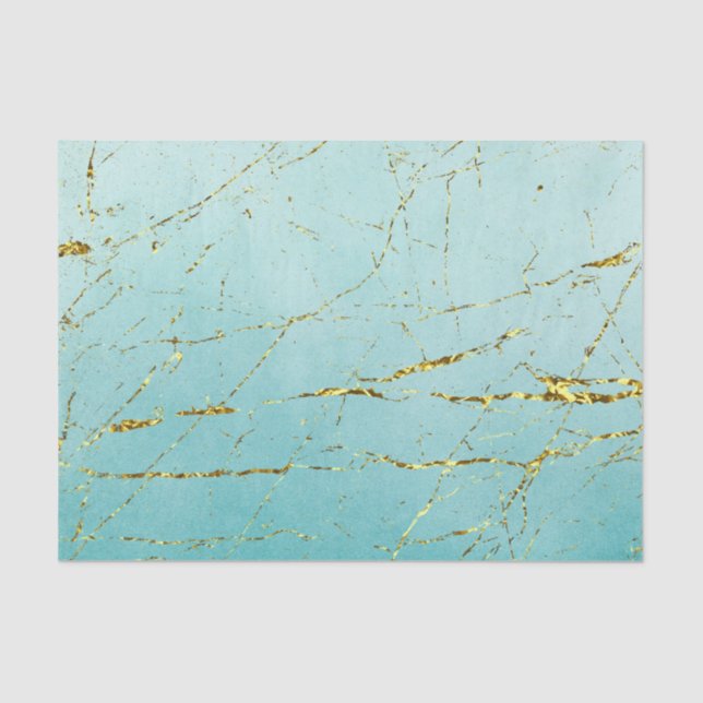 Papel De Seda Azul Verde com Dourado (Frente )