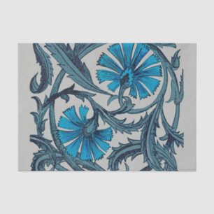 Papel De Seda Azul Vintage Arte Floral Antiga Decoração de Azule