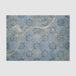 Papel De Seda Azul-Vintage e náutico Dourado