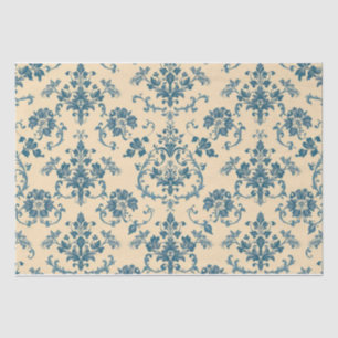 Papel De Seda Azul Vintage Retro Toile de Jouy